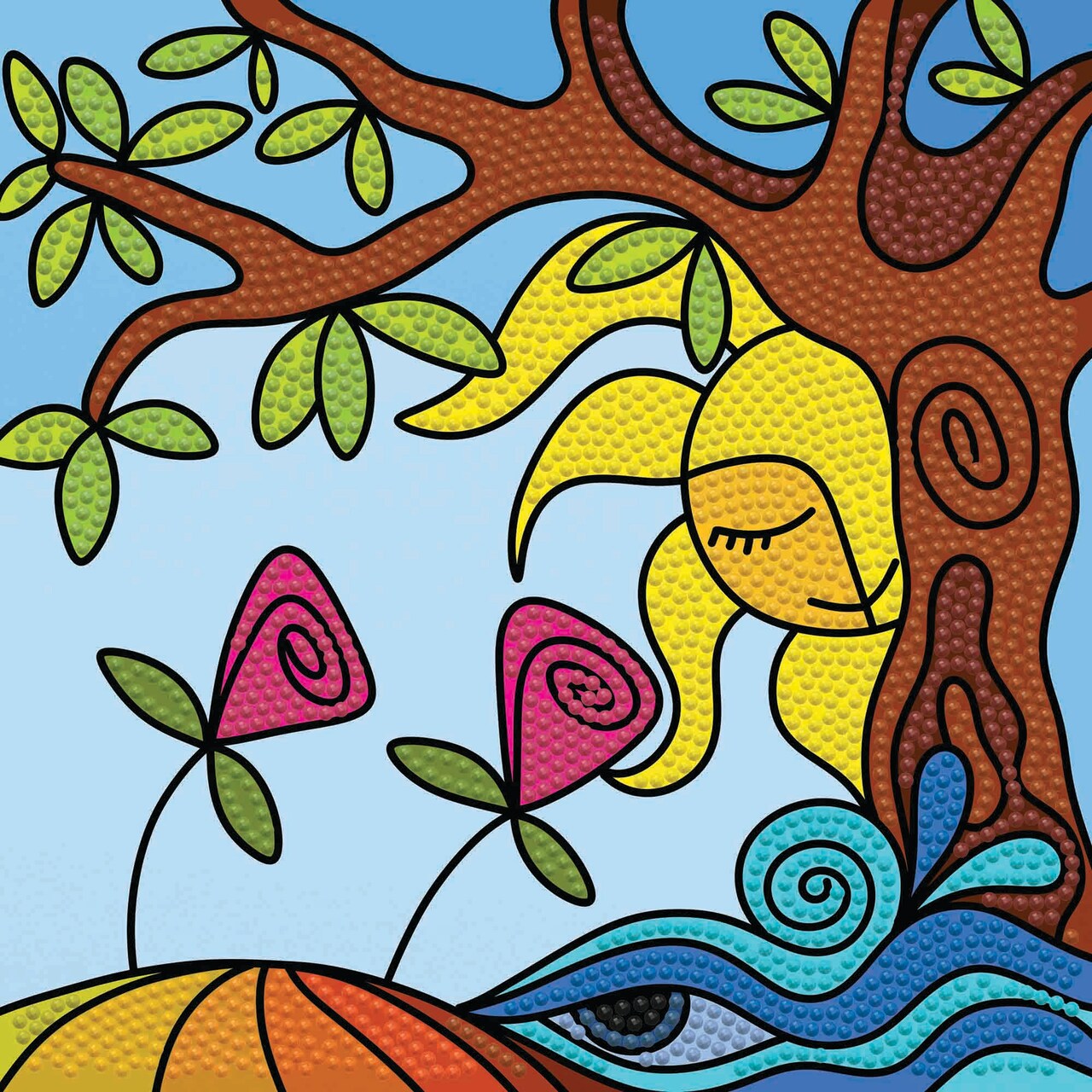 DIAMOND ART BY LEISURE ARTS Stain Glass Springtime, 8"x8", Beginner Diamond Painting Kits for Adults, Diamond Art for Adults, Diamond Art Kit, Diamond Art Painting